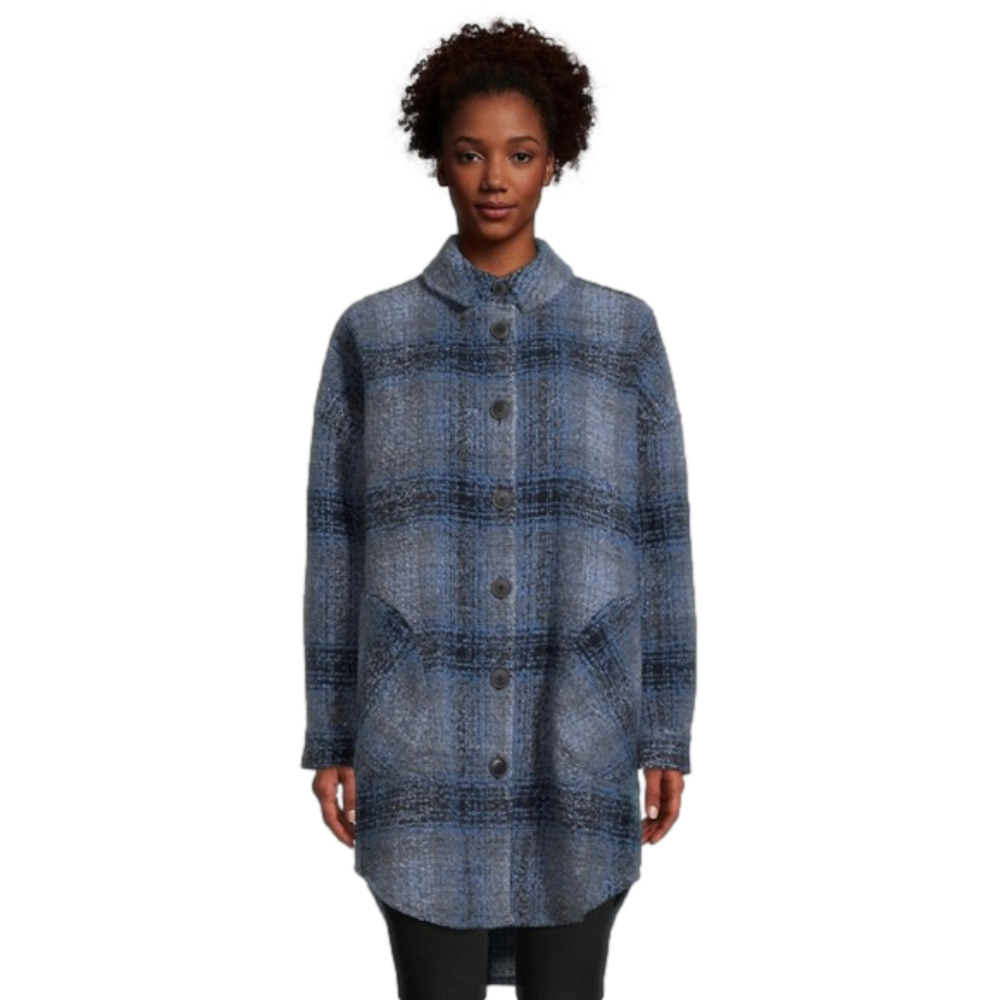 🚓 Britney Longline Shacket Blue Plaid Small